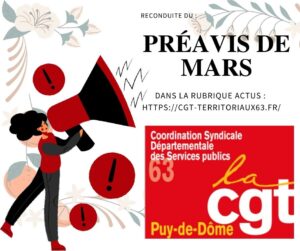 Préavis de grève de la CSD 63. Mars 2025.