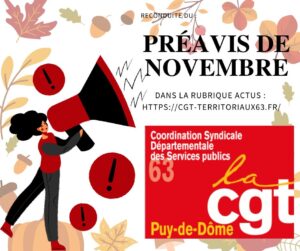 Préavis de la CSD pour le mois de Novembre 2024.