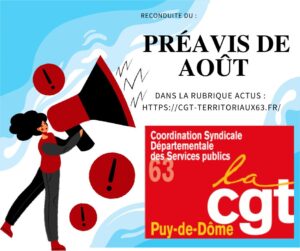 Préavis de grève de la CSD63 août 2025